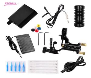 Atomus Profesional Tattoo Machine Kit Green Rottary Tattoo Guns Power Supply Pedal Bandage Grips with Tattoo Needle and Tips Acces5378160