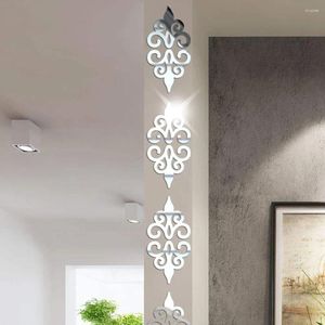 Pegatinas de pared 10 unids/set 3D DIY patrón geométrico acrílico efecto espejo pegatina superficie decoración del hogar