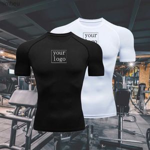 Men's T-Shirts Muscle Man Running Compression Tshirts Custom Quick Dry Jersey Fitness Sportswear Gym DIY Print Short Sleeve Shirt BreathableL240110