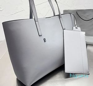 2024 Fashion Tote Shopping Bag Borsa da donna in vera pelle Lettere di marca Tasca con zip Tasca di grande capacità Borse a tracolla semplici Set di due pezzi