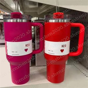 Copo de aço inoxidável 40 onças 2.0 com tampa de logotipo de palha Garrafas de água de grande capacidade e copo de caneca bonito com caixa de presente Copos de cerâmica para casal de água Xícara de café