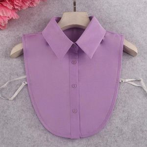 Bow Ties Girls Purple Lapel Shirt Löstagbar krage för kvinnors avtagbara falska falska halskläder Tröja Tillbehör