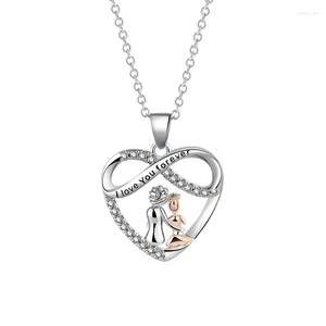 Ожерелья с подвесками, милое ожерелье для матери и ребенка, цепочка-колье «Бесконечность и бесконечная любовь» с кристаллами в форме сердца для подарка маме