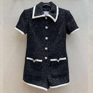 Sukienka projektantka mody Summer Tweed kombinezon z krakingą krążkową szczupłą dopasowanie A-line z krótkim rękawem