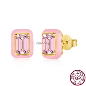 Stud S925 Prata Mulheres Brincos Esmalte Gota Cola Macaron Colorido Redondo Flor de Pêssego Jóias Atacado para Mulheres YQ240110