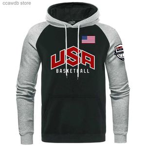 Men's Hoodies Sweatshirts USA Basketball Hot Sale Street Printed Mens Hoodie Loose Oversized Sweatshirts Fashion Casual Hooded Raglan sleeved Sportswears T240110