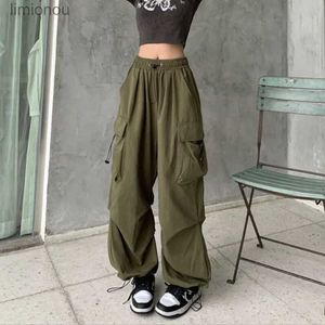 Women's Pants Capris Y2K Women Streetwear Techwear Cargo Korean Harajuku Baggy Parachute Pants for Men Sweatpants Wide Leg Joggers Trousers ClothesL240110