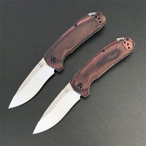 Offerta speciale BM15031 Coltello pieghevole S30v Lama satinata con punta a goccia in legno con manico in lamiera d'acciaio Campeggio esterno Escursionismo Pesca Coltelli tascabili EDC