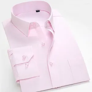 Camisas masculinas de negócios manga longa elegante liso sólido confortável camisa formal casual algodão padrão masculino workwear