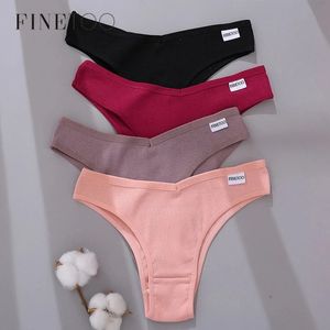 FINETOO Baumwolle Brasilianische Höschen Frauen Sexy V Taille G-String Unterwäsche Weibliche T-back Unterhose M-XL Dame Bikini Panty 3 teile/satz 240110