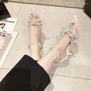 Sandals Women's Shoes Rhinestones Summer 2024 White For Woman Lace Pointed Toe Thin Heels Footwear Stiletto Diamond Shoe Trend H