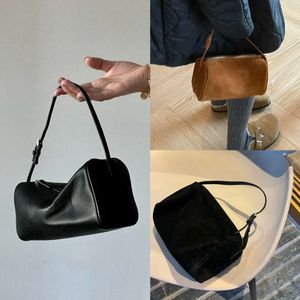 The Row 90s Head Layer Cowhide Pencil Bag 소형 디자인 고급 실린더 가방 여성 정품 가죽 핸드백 고품질