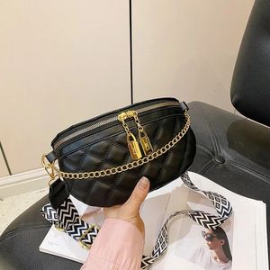 Luxury Diamond Lattice Chain Fanny Packs For Women Stylish Chain Zipper Waist Bag Female Waist Pack Ladies Crossbody Chest Bag 240109