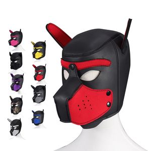 Maska szczeniąt maska ​​hood zabawki dla par flirt sm bdsm rola odgrywanie cosplay Halloween maska ​​maski maski pies maska ​​maska ​​wyściełana neopren 240109