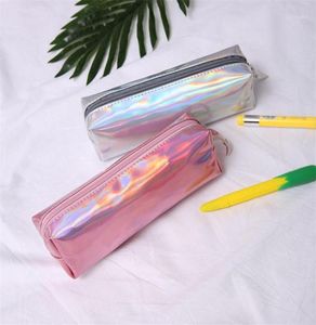 Blyertspåsar pu läder holografisk hologram metallisk färg laser väska fodral purse kvinna kosmetika makeup handag bärbar stor capac5040734