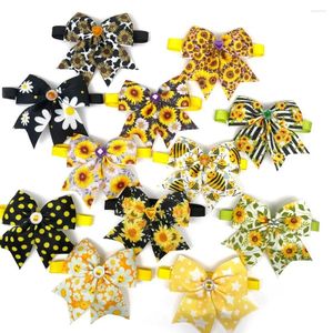 Dog Apparel 10 Pcs Spring Pet Grooming Product Puppy Bow Tie Rhinestone Flower Style Necktie Accessories Bowties