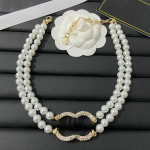 Luxury Pearl Necklace Designer Jewelry Gift Choker Chain 18K Gold Plated Letter Pendant Necklaces For Women