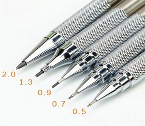 05 07 09 13 20mm Conjunto de lápis Mecânico Full Metal Art Desenho Pintura Lápis automático com pontas Material escolar de escritório 2207145115811