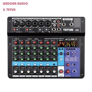 Teyun 8 6 4 canais profissional portátil mixer console de mixagem de som entrada do computador 48v número potência transmissão ao vivo a4 a6 a8 y240110