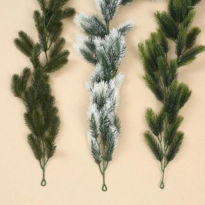 Decorative Flowers 1pc 155cm Artificial Pine Needles Rattan Garland Green/Snowed Leaves Christmas Wreaths Xmas Tree Hanging Ornament Year