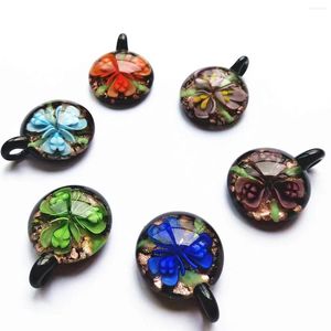 Pendant Necklaces 6pcs Murano Women's Glass Pendants 30 30MM Beautiful Flower Round Water-drop Handmade Jewelry Fit Necklace Gifts