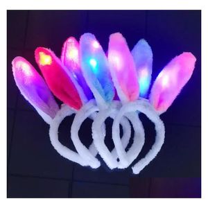 Party Hats 100st LED Light Luminous Rabbit Ears Flashing Bunny Headbonad Head Hair Band Hoop Toy Kid Birthday Supplies SN4546 DROP DHP5A