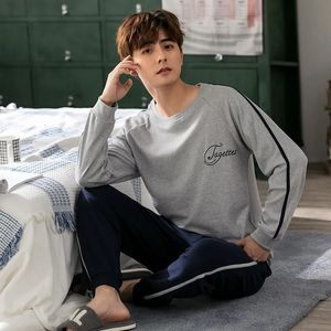 Men Pajamas Suit Pure Cotton Autumn Long Sleeves Breathable Plussize Sleepwear Male Nightwear Set Spring Winter Gentlemen 240110