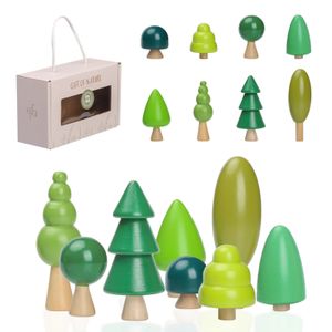 1 set di alberi in legno per bambini giocattoli set di blocchi di costruzione verdi ragazzo ragazza creativo impilabile equilibrio gioco educativo 240110