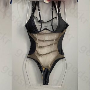 Schwarzer sexy Riemchen-Bikini für Damen, modisch, rückenfrei, Badeanzug, modischer Sommer-Strand-Bügel, einteiliger Badeanzug