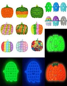 Glow in the Dark Zucca di Halloween Fantasma Cartoon Push Toys Bambini Bubble ping Gioco da tavolo Puzzle con dita Apprendimento precoce Regalo per feste G96JARV9223399