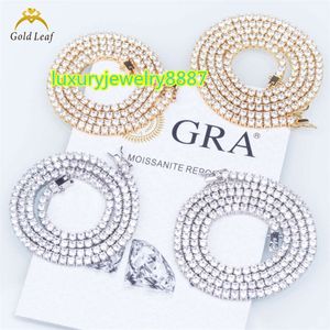 Goldleaf Jewelry Gra VVS Moissanit-Diamant-Tennis-Halskette, Silber 925, Moissanit-Tennis-Halskette für Männer und Frauen