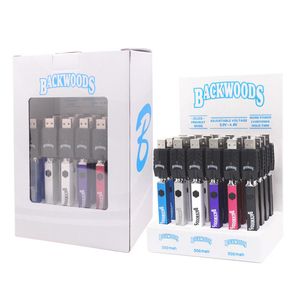 2024 Backwoods Battery Kit Slim Pen 510 Thread Batteries VV Adjustable 500mAh Preheat for m6t th205 Thick Oil Cartridge with USB Display Box