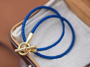 5A Charm Bracelets HM Genuine Leather Long Strap Bracelet in Color 12 Royal Blue For Women With Dust Bag Box Size 16-21 Fendave