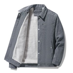 Jaquetas de inverno para homens velo engrossar quente veludo masculino outwear moda único breasted casacos térmico blusão parka 240109
