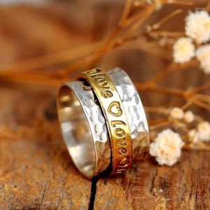 Cluster Rings Fashion Luxury Two Color Letter Love Ring Promise Charm Women's Heart Exquisite Jewelry Valentine's Day Gift