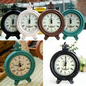 Vintage Wooden Round Oval Clock Fashion Home Living Room Bedroom Decor 8 Color Table Clock Free Shipping WX9-42 BJ