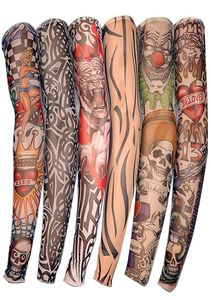 Neue Nylon elastische gefälschte temporäre Tattoo Ärmel Designs Körper Arm Strümpfe Tattoo für coole Männer Frauen8266867