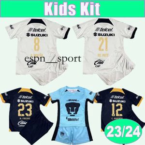 espnsport 23 24 Club UNAM Cougar Kids Kit Soccer Jerseys J. I. DINENNO C.HUERTA DEL PRETE N.FREIRE H.MERITAO E.SAIO Home Away 3rd Children's Suit Football Shirts