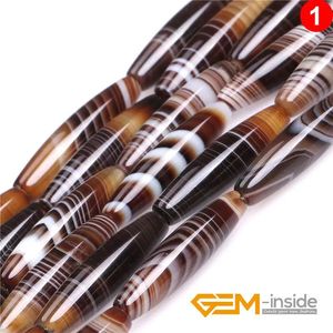 Bransoletki naturalne botswana onyx sardonyx agates kamienne koraliki DIY Rice Tube Luźne koraliki dystansowe do biżuterii Making Strand 15 -calowe hurtowe