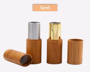 5 ml naturlig bambu tom läppbalsam containerrör kosmetisk förpackning silvergolden färg läppstift rör handgjorda diy skönhetsmaterial6992655