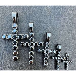 Sterling Sier Black Moissanite Oxidized Rhodium Tennis Cross Women Pendant Customized Jewelry Gift For Her