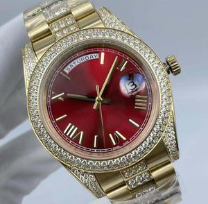 10 Style Premium Jakość Pełna wiertarka na rękę mężczyzn 41 mm Diamentowa ramka 18K Złota Dwa tony Sapphire Luminous Auto Data ETA 2813 Mechnacal Automatyczne zegarki