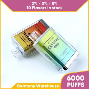 EU warehouse crystal bar 6000 puffs Disposable Vape Electronic Cigarette Vapes Pen 12ML 10 Flaovrs Device 6k puff shipping within 24 hours