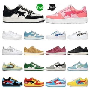 2024 NEW Mens Bapestass Shoes Low Black White Camo Blue Suede Pastel Green Beige Leather Womens Outdoor Sneakers