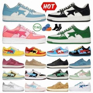 Apbapesta Ap Shoes Low for Shark Sk8 Star Shoes Black White Patent Green Orange Blue Men Women Patent Leather Womens