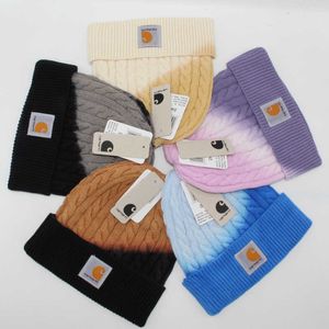 Gradvis färgat bomullsgarn Wool Hat Autumn och Winter Fried Ded Twist Pattern Folding Warm Knit Hat Korean Women's Fashion Cold Hat