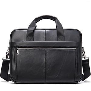 Briefcases Real Leather Messenger Bag For Men Fits 14 Inch Laptop Briefcase Slim But Spacious Satchel Business