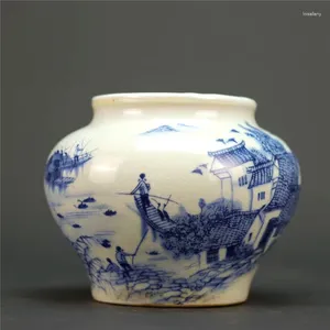 Jewelry Pouches Guangxu Blue And White Jiangnan Water Town Picture Story Jar Porcelain Antique Collection Ornaments Study Chinese Decoration