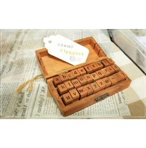 Fast Whole Creative Lowercase Uppercase Alphabet Wood Rubber Stamps Set with Wooden Box 50setslot Whole3095283