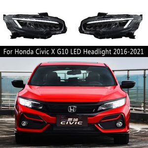 För Honda Civic X G10 LED-strålkastarmontering 16-21 DRL DAGTIME RUNKT LJUS STREAMER Turn Signalbiltillbehör Front Lamp Auto Parts